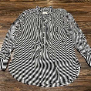 Loft Navy and White Pinstripe Button Up - Size XS P